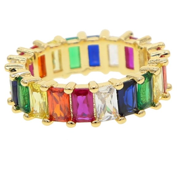NEW~ Anthropologie Rainbow Colorful Gemstone Statement Ring - Picture 9 of 9